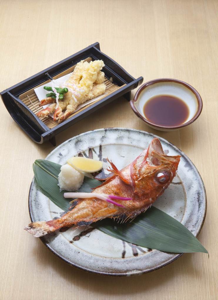 Keyaki Hokkai Course-Grilled Kinki Fish and Snow Crab Tempura